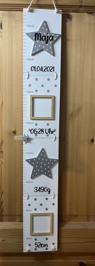 JaBaDaBaDo - Messlatte Sterne grau R16013 (personalisierbar)